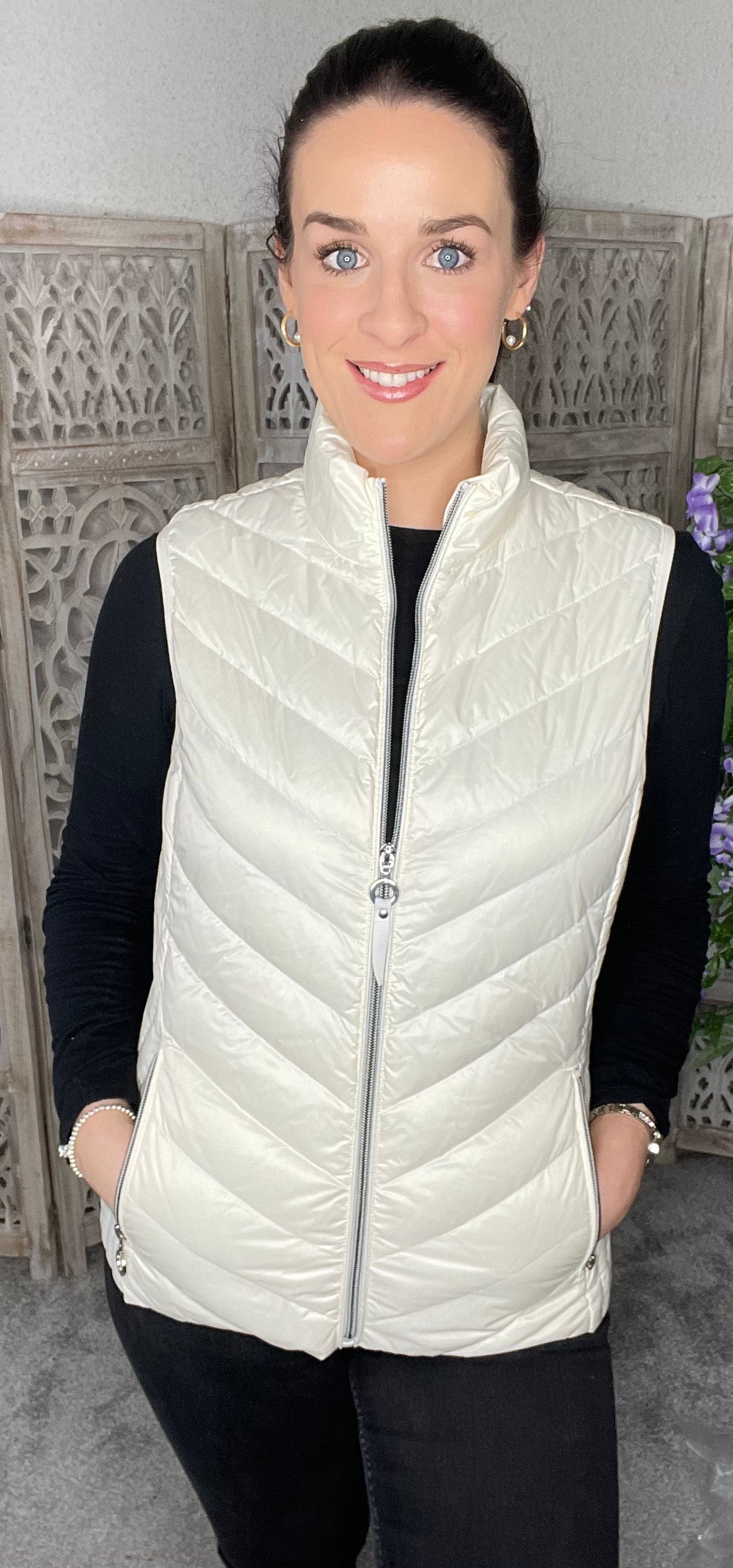 frandsen women's white gilet waistcoat vest 