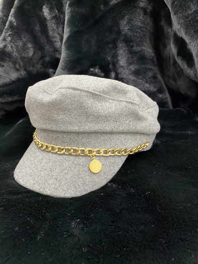 Grey hat with chain detail