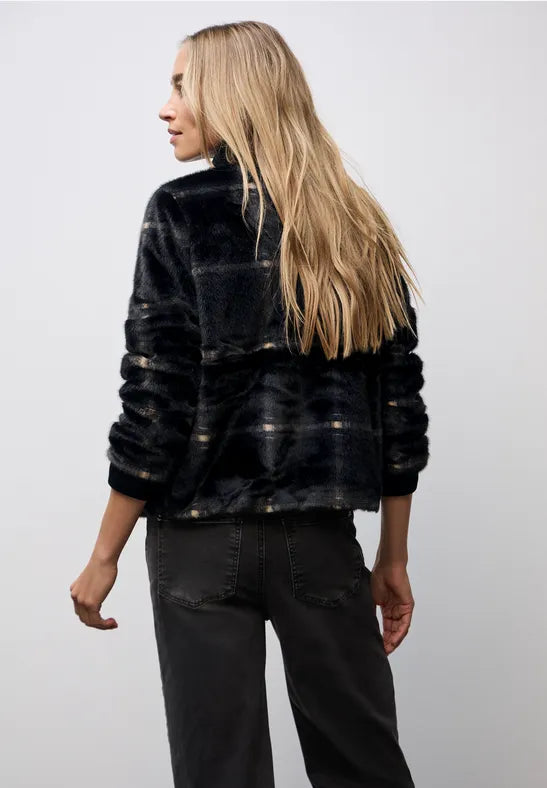 Street One Checked fake fur jacket