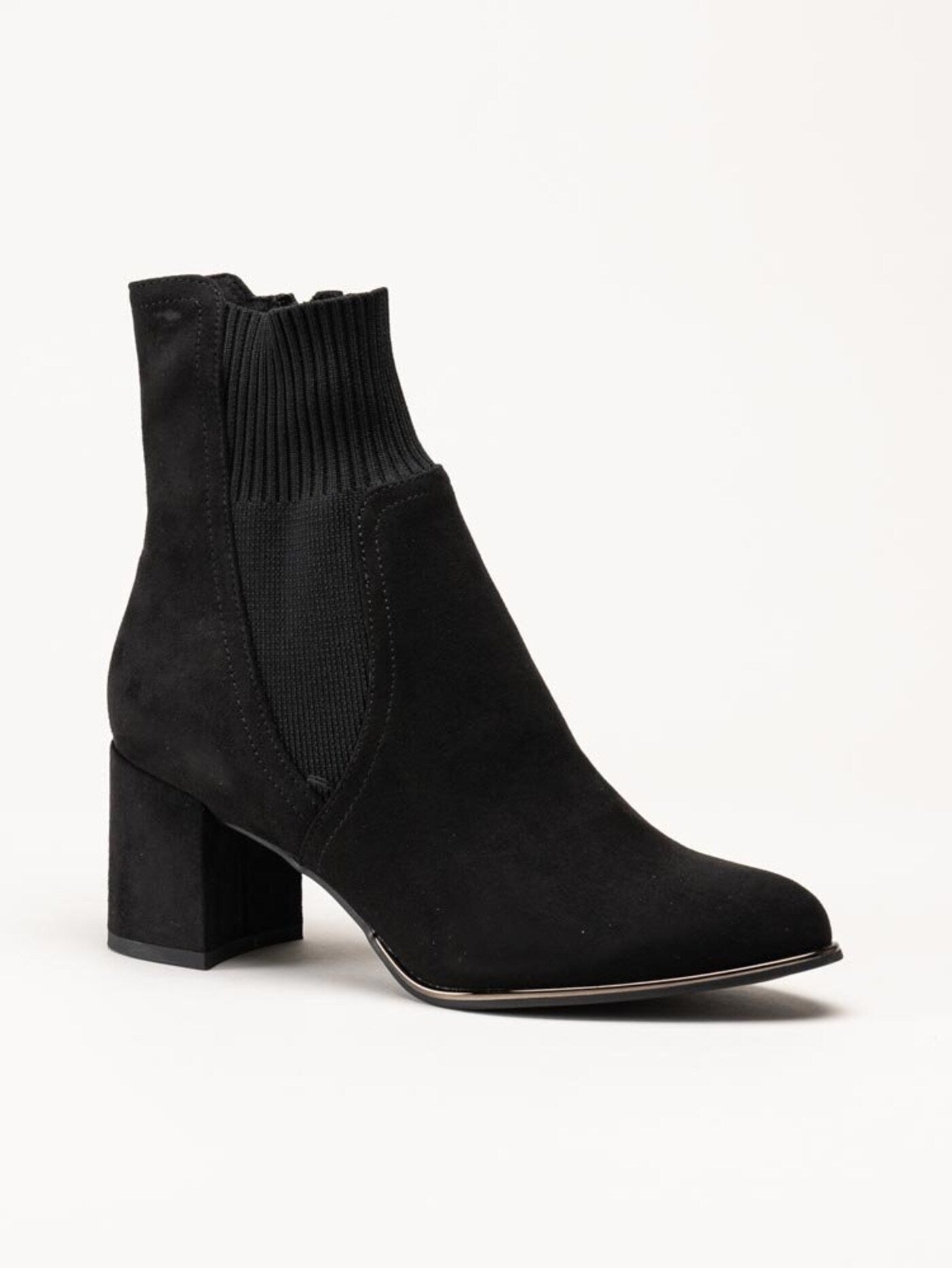Black ankle boot on a white background