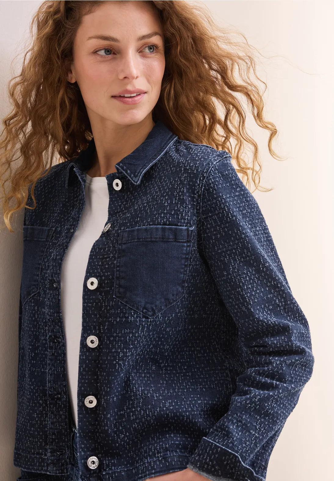 CECIL denim jacket in bouclé look