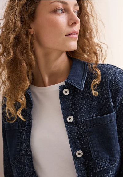 CECIL denim jacket in bouclé look