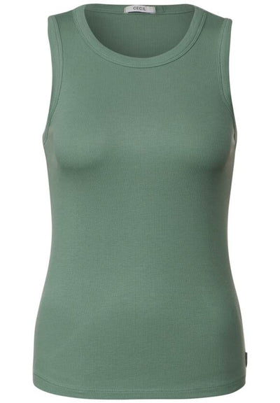 Cecil women's basic green rib vest top