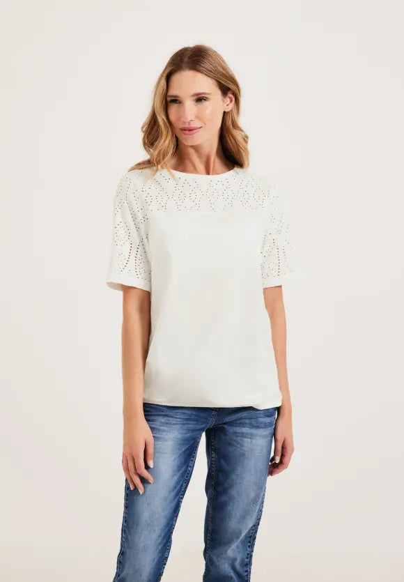 Cecil women's white lace t-shirt