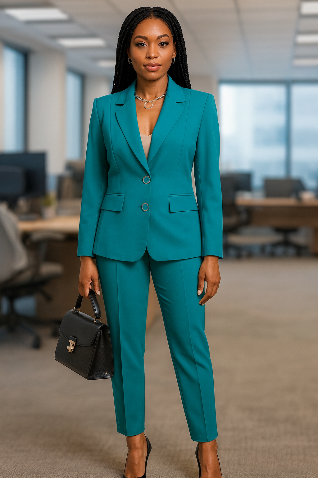 Women suit teal