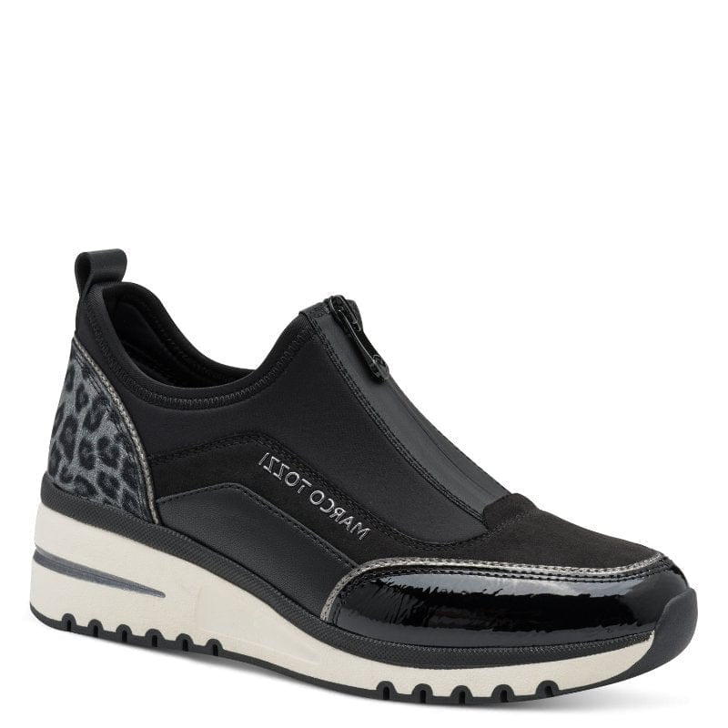 Marco Tozzi Black Zip Wedge Trainer