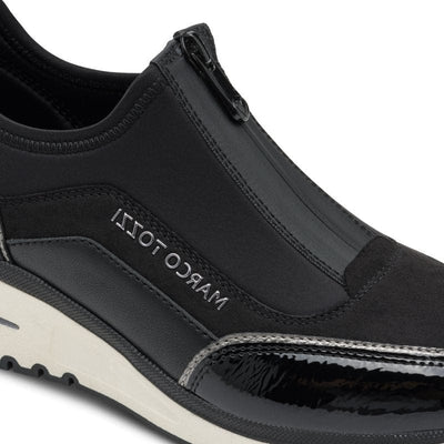 Marco Tozzi Black Zip Wedge Trainer