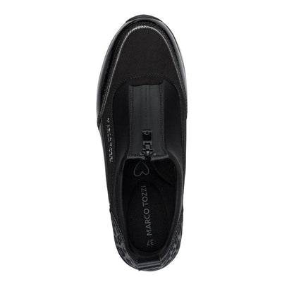 Marco Tozzi Black Zip Wedge Trainer
