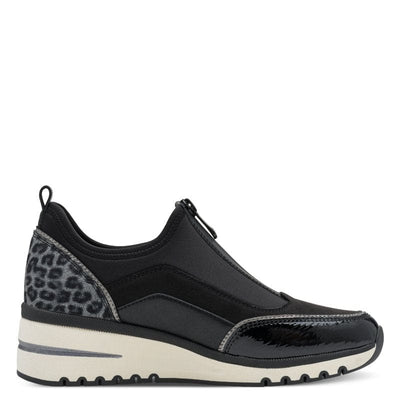 Marco Tozzi Black Zip Wedge Trainer