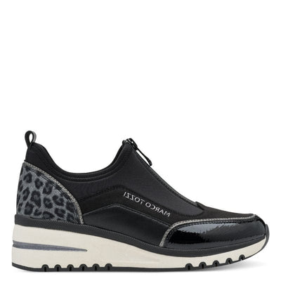 Marco Tozzi Black Zip Wedge Trainer
