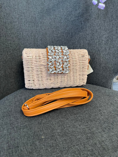 Nicole woven clutch bag