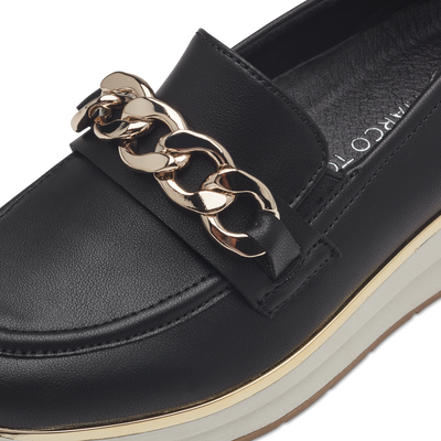 Marco tozzi women's black/gold slip on shoes