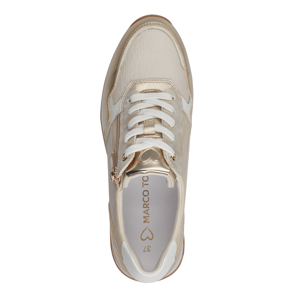 Marco tozzi women's sneakers cream and gold