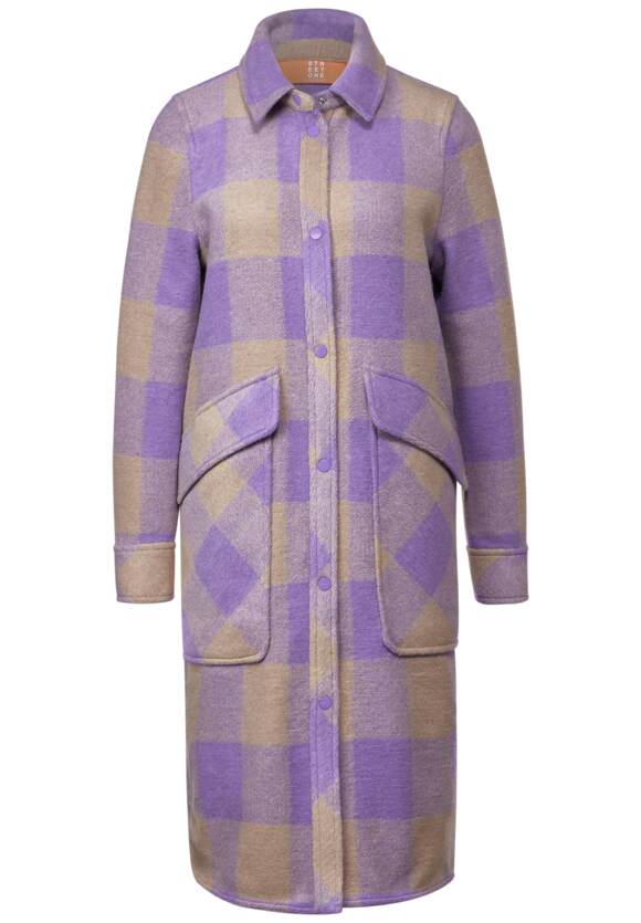 Street One women's check long lilac wool jacket