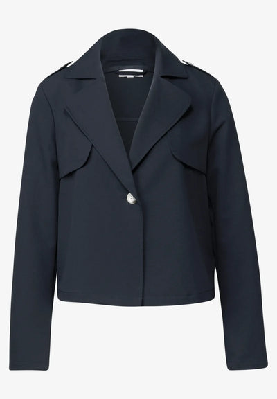 Navy blue jacket on a white background