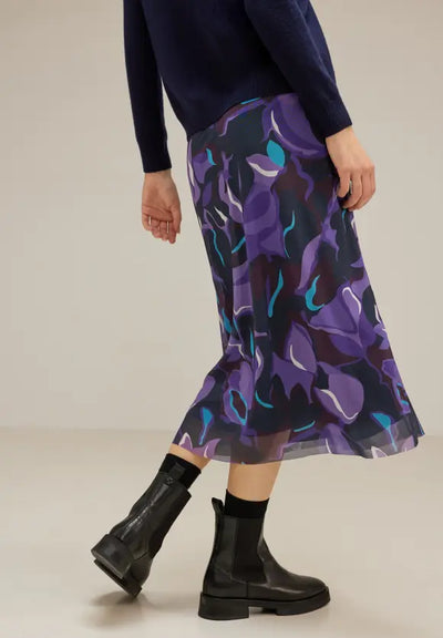 Street One women's pepica mesh lilac print midi skirt