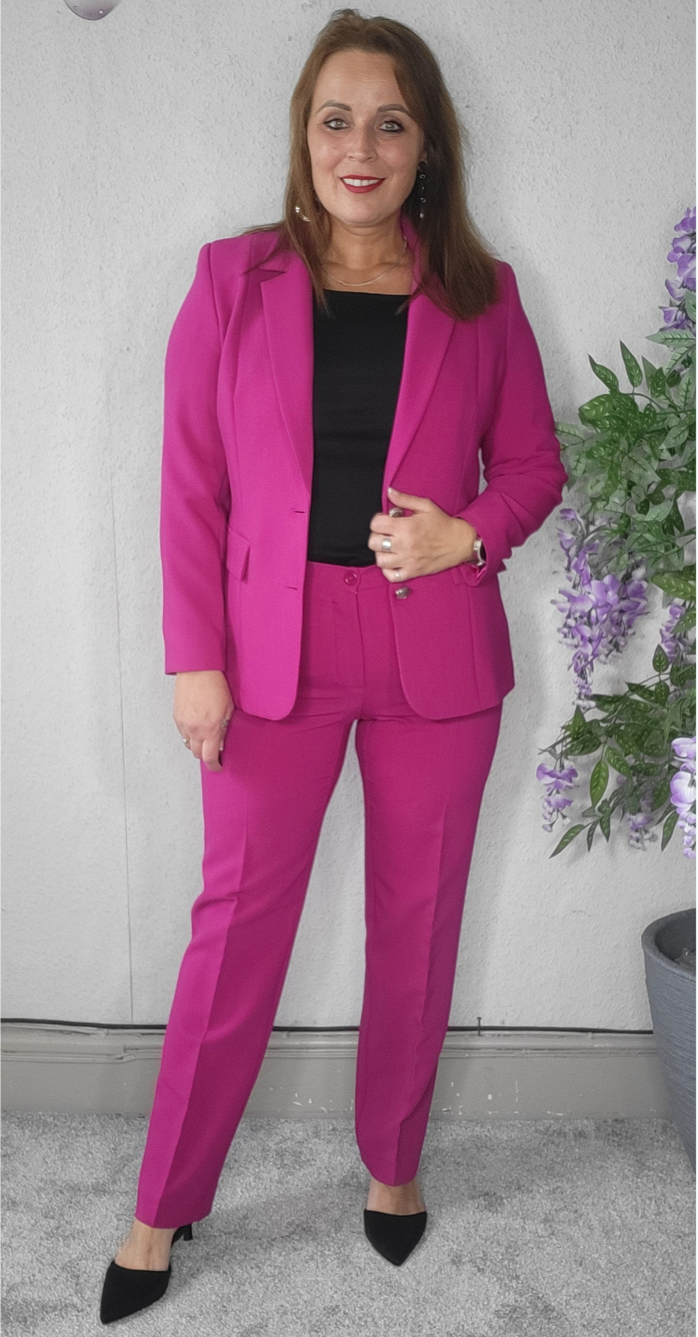 women suit pink royal blue