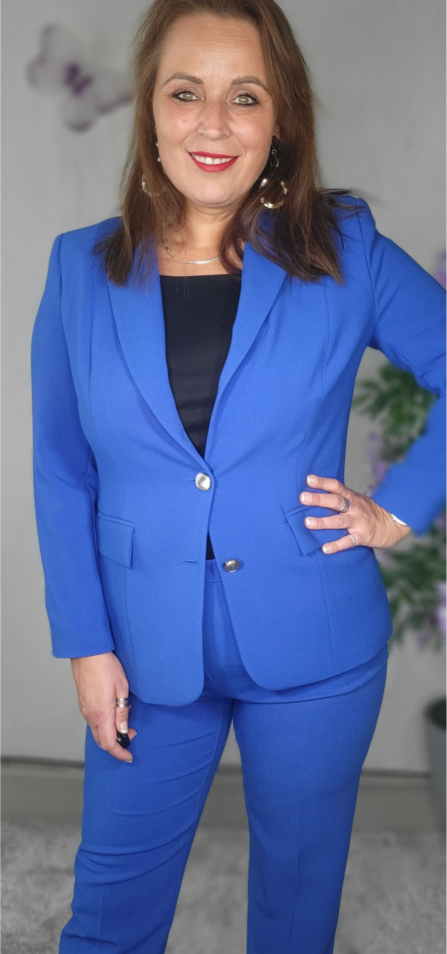 women suit pink royal blue