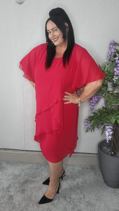 Godske Chiffon plus size dress red