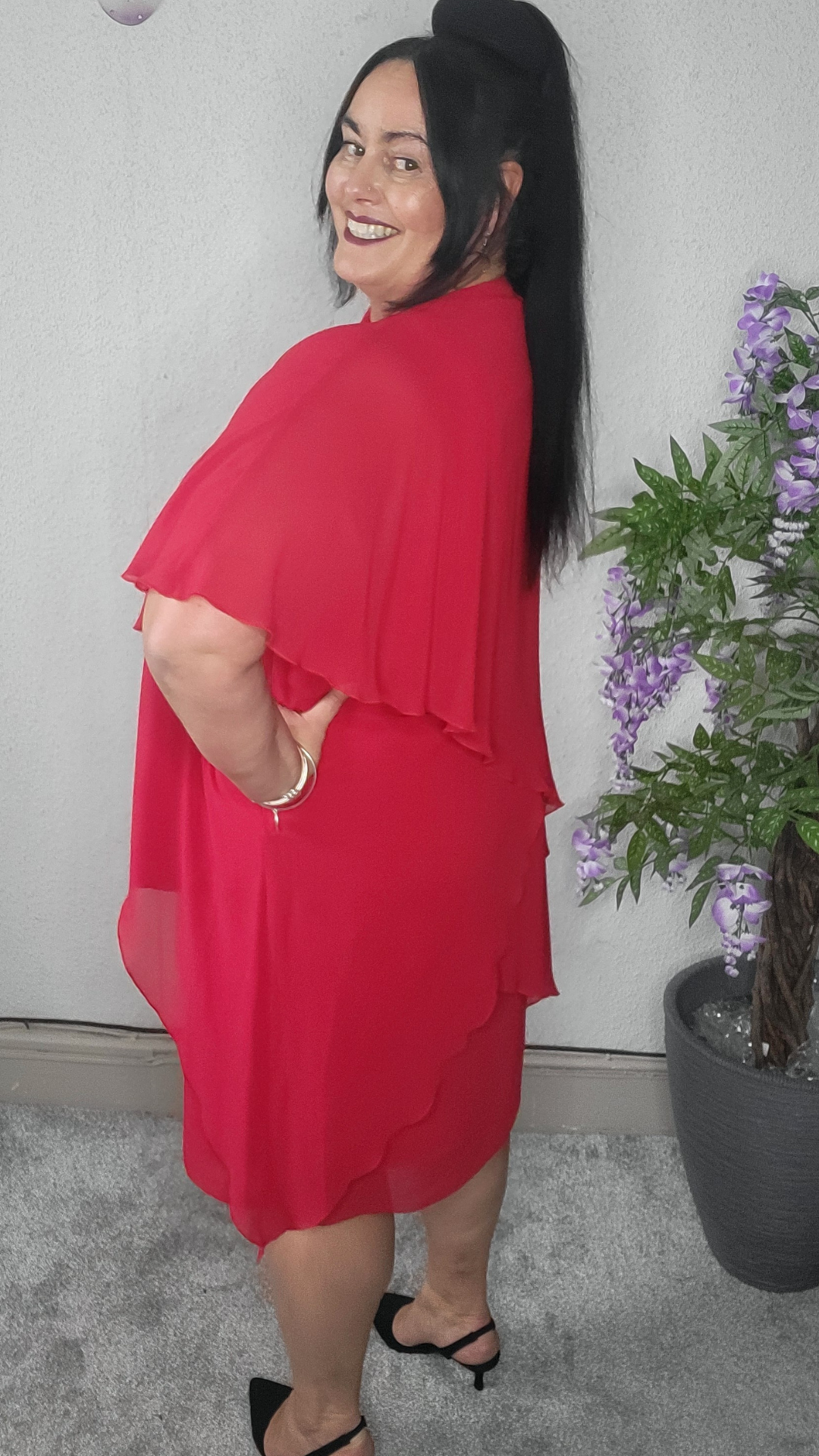 Godske Chiffon plus size dress red