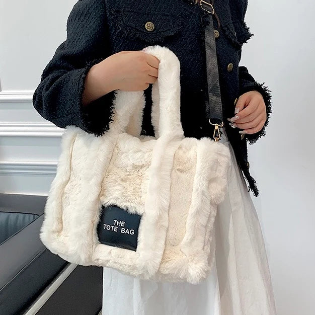 Faux fur tote bag