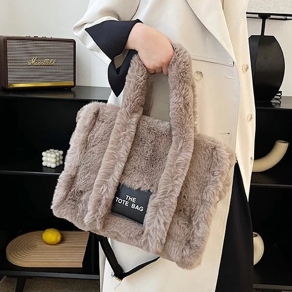 Women's faux fur tote bag