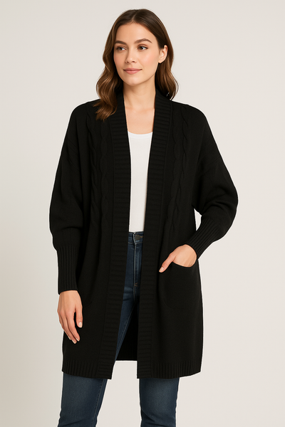 black cardigan oversized bat sleeves