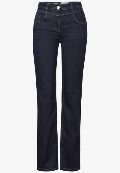 Dark blue jeans on a white background