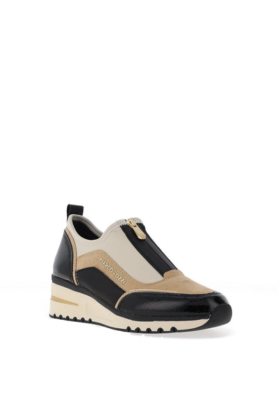 Black and beige sneaker on a white background