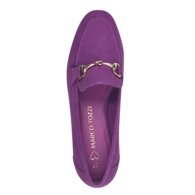 marco tozzi women's violet flat shoes gold buckle
