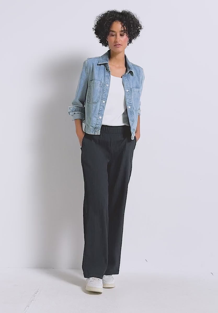Street One Wide Leg Crinkle Pants