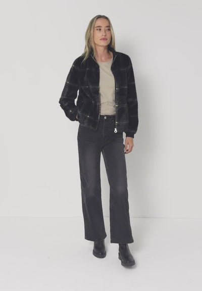 Street One Checked fake fur jacket