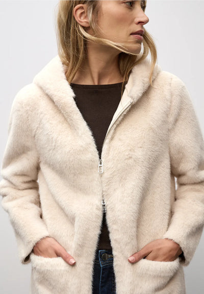 Street One Fake fur coat with hood