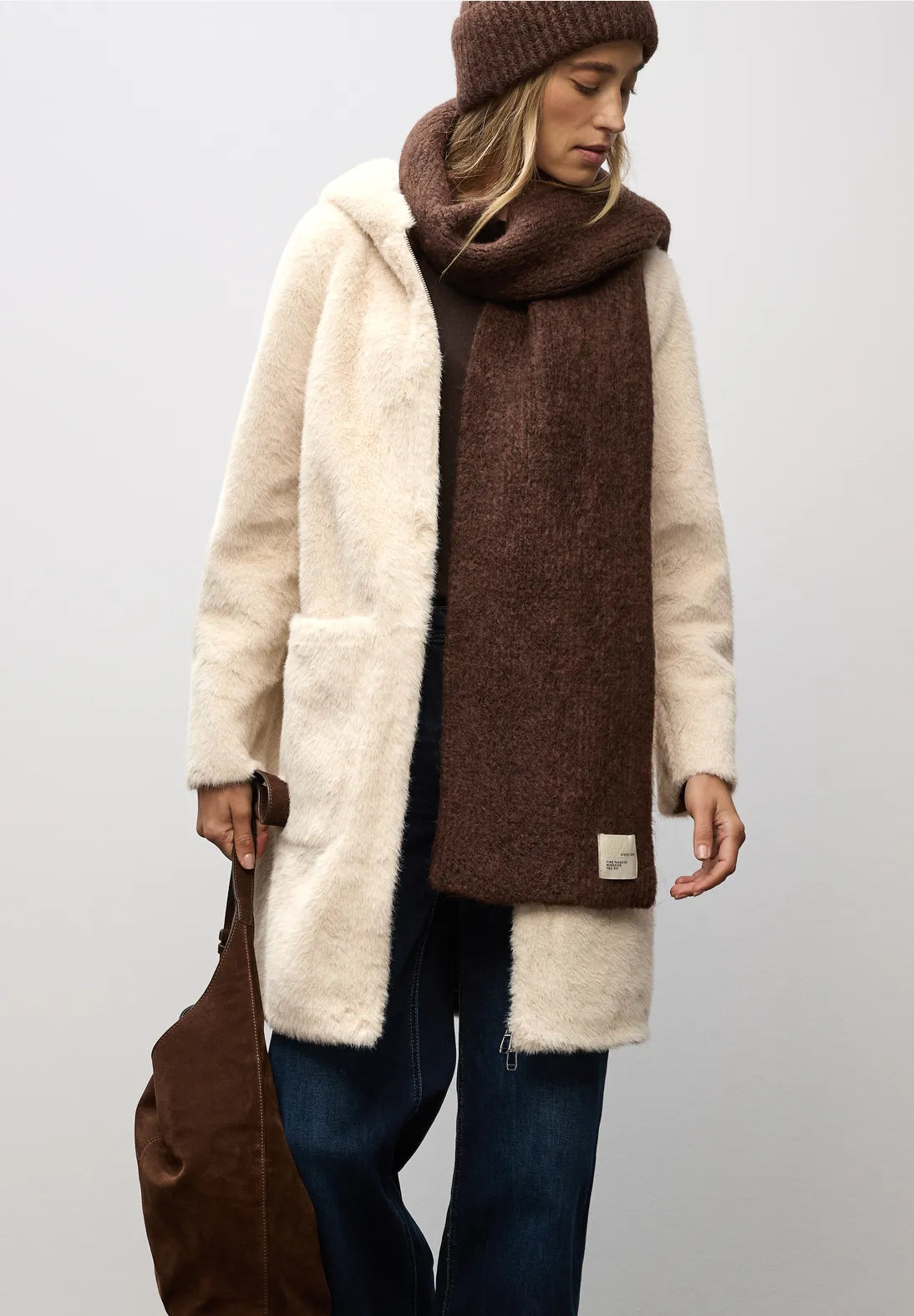 Street One Fake fur coat with hood