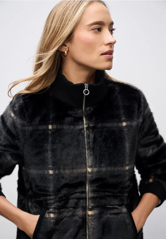 Street One Checked fake fur jacket