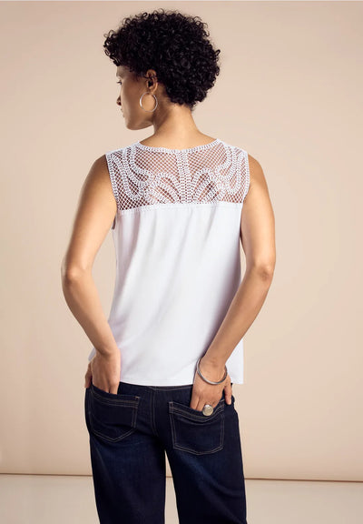 street one lace vest top sleeveless black white