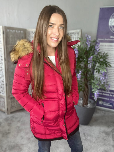 Women's Puffer Jacket Red