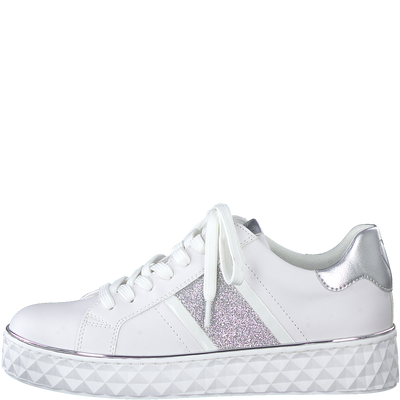 Marco Tozzi Women's Runners White and Silver